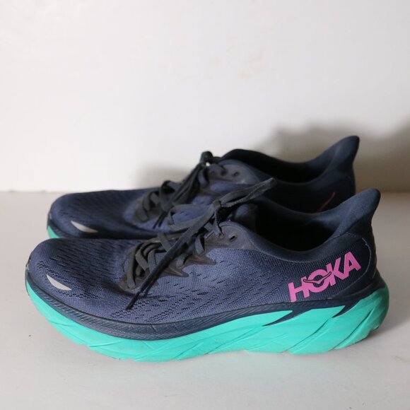 Hoka Women Clifton 8 Outer Space Atlantis 10.5 Navy Purple Shoes Running 1119394 - Picture 9 of 9